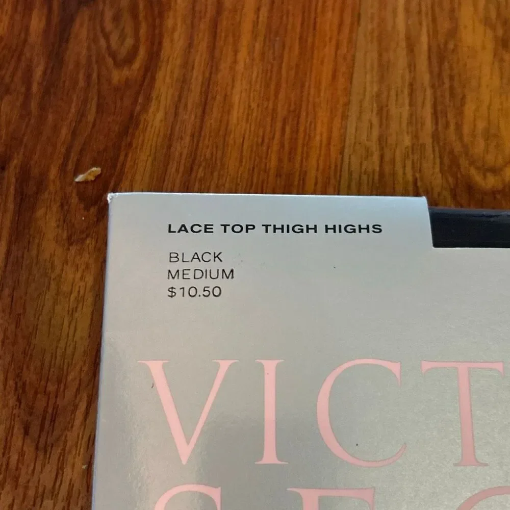 New vintage Victoria's Secret glamour sheers lace top thigh highs size medium